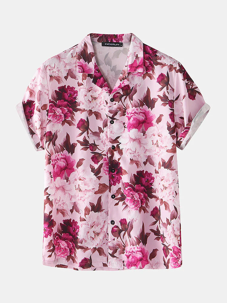 Mens Floral Print Hawaiian Holiday Thin Quick-drying Drawstring Co-ords - Image 4