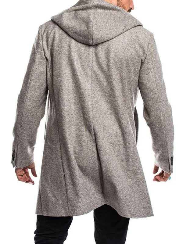 Men's Hooded Woolen Coat - Image 10