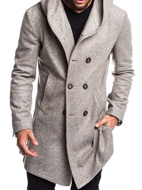 Men's Hooded Woolen Coat - Image 11