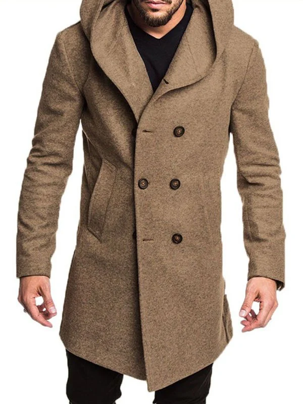 Men's Hooded Woolen Coat - Image 4