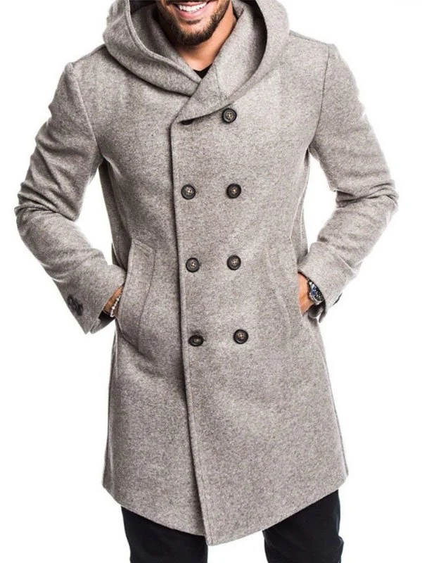 Men's Hooded Woolen Coat - Image 5