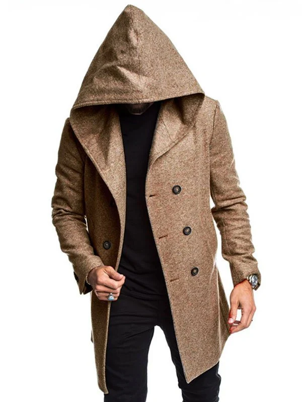 Men's Hooded Woolen Coat - Image 6