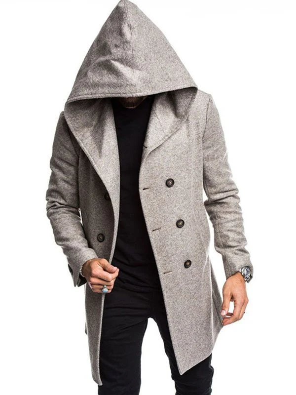 Men's Hooded Woolen Coat - Image 7