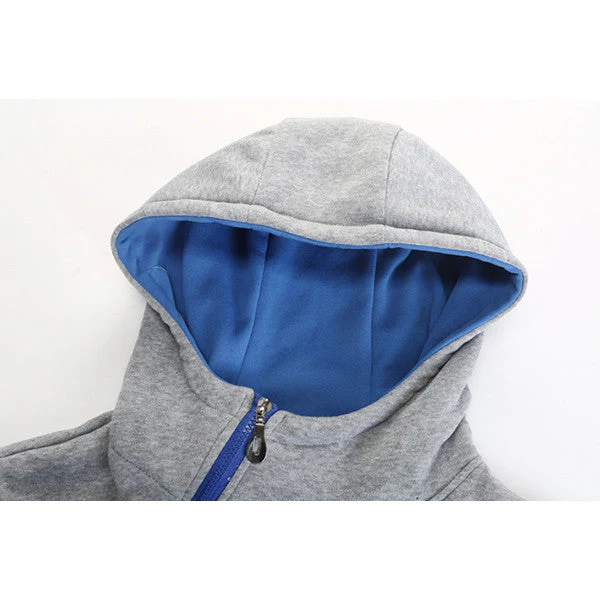 Mens Hoodies Solid Color Side Zipper Thick Casual Sport Hooded Tops SKU715666 - Image 3