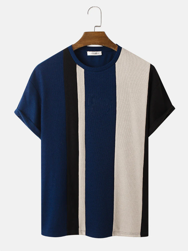 Mens Knitted Contrasting Color Stitching Short Sleeve Two Pieces Outfits SKUI05041 - Image 4