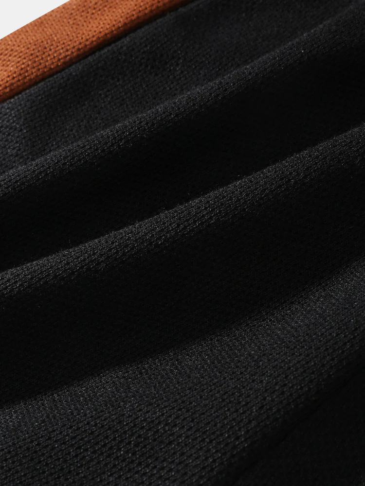 Mens Letter Print Knitted Patchwork Crew Neck Short Sleeve Two Pieces Outfits SKUI05043 - Image 11