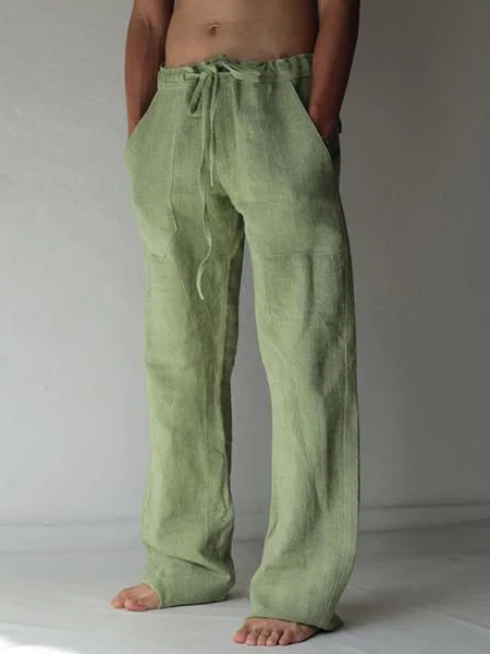 Men's linen pocket casual trousers - Image 2