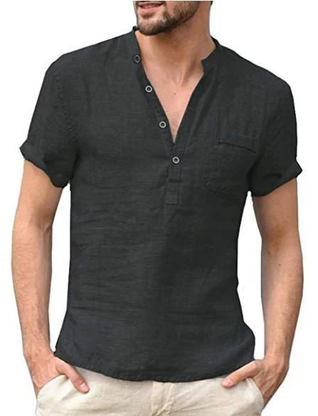Men's Linen Short Sleeve Casual T-Shirt - Image 4