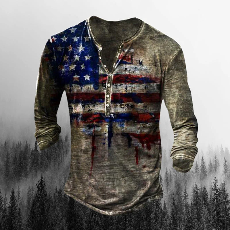 Men's Outdoor Freedom Eagle Print Comfortable Long Sleeve - Image 2
