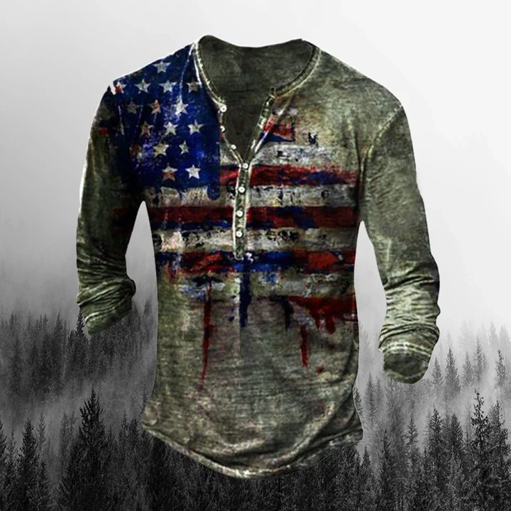 Men's Outdoor Freedom Eagle Print Comfortable Long Sleeve - Image 3