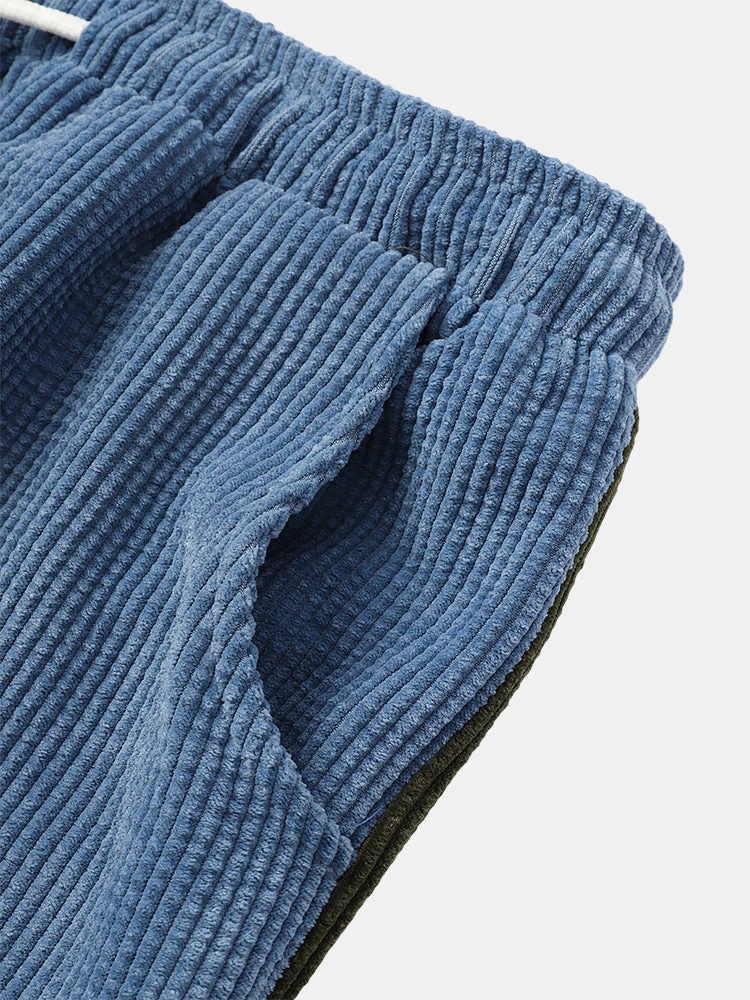 Mens Patchwork Corduroy Designed Casual Loose Drawstring Waist Suits SKUF77909 - Image 7