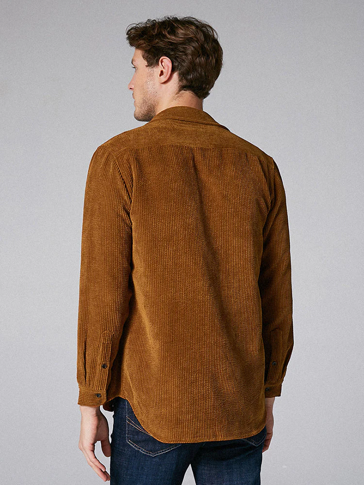 Mens Plain Style Corduroy Solid Color Casual Long Sleeve Shirts SKUD63857 - Image 5