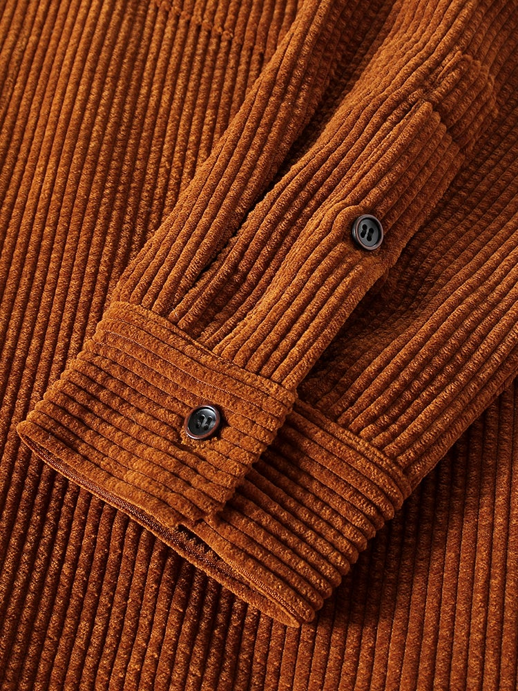 Mens Plain Style Corduroy Solid Color Casual Long Sleeve Shirts SKUD63857 - Image 9
