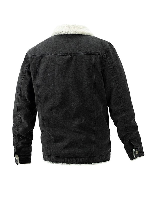 Men'S Plus Fleece Warm Denim Jacket - Image 3