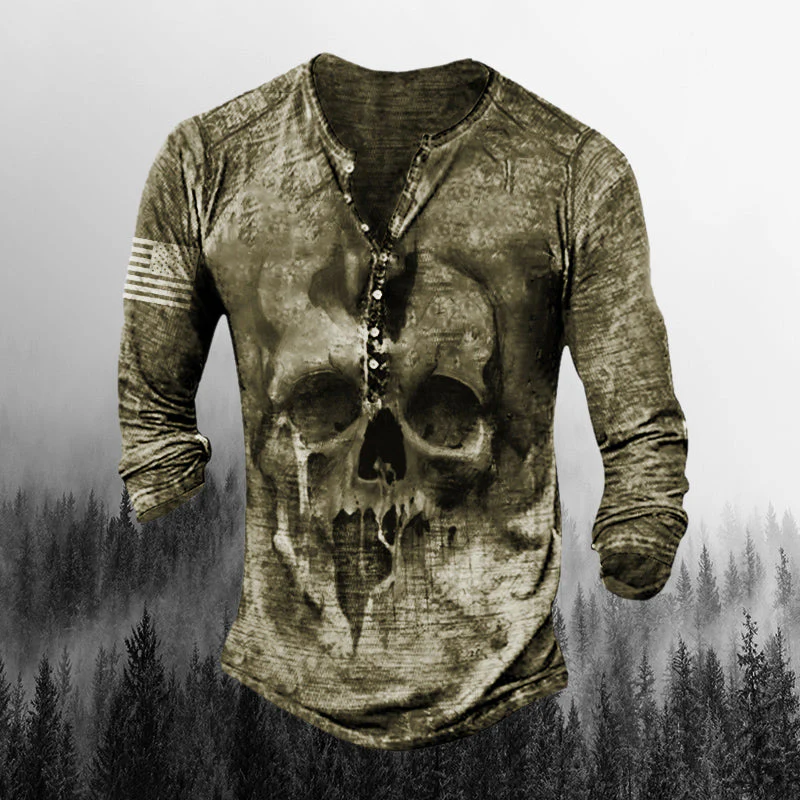 Men's Retro Comfortable Skull Long Sleeve - Image 3