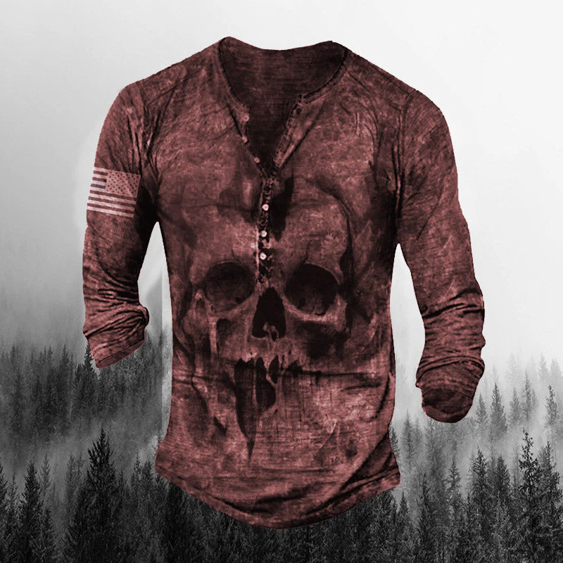 Men's Retro Comfortable Skull Long Sleeve - Image 4