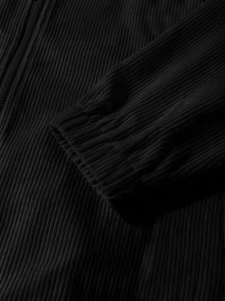Mens Side Stripe Character Embroidery Zip Jacket Corduroy Two Pieces Outfits - Image 6
