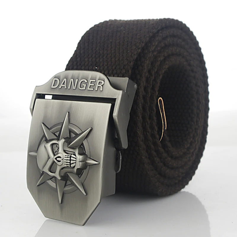 Men'S Skull Thicken Extended Canvas Training Belt Outdoor Sports Belt - Image 10