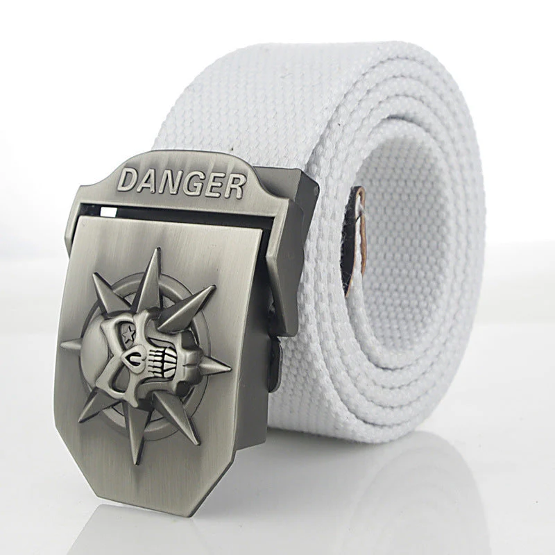 Men'S Skull Thicken Extended Canvas Training Belt Outdoor Sports Belt - Image 15