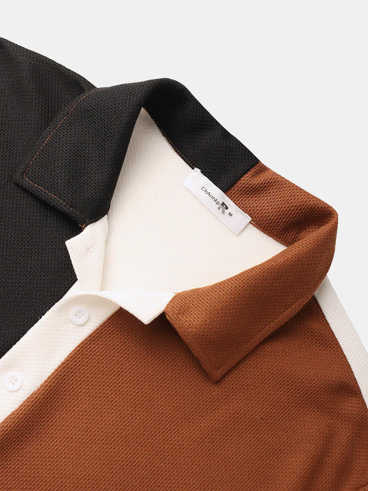 Mens Slogan Pattern Knitted Patchwork Button Up Shirt & Shorts Co-ords SKUI11383 - Image 4