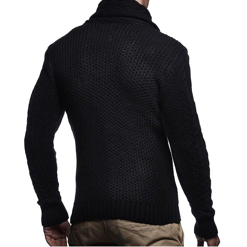 Men's solid color button turtleneck sweater - Image 5