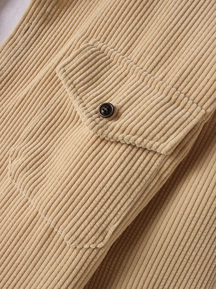 Mens Solid Corduroy Relaxed Fit Casual Long Sleeve Shirts With Flap Pockets SKUF75051 - Image 9
