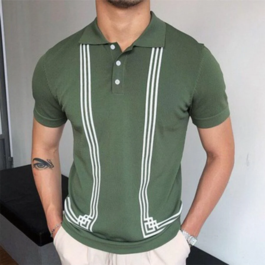 Men's Striped Short Sleeve Knit T-shirt - Image 2