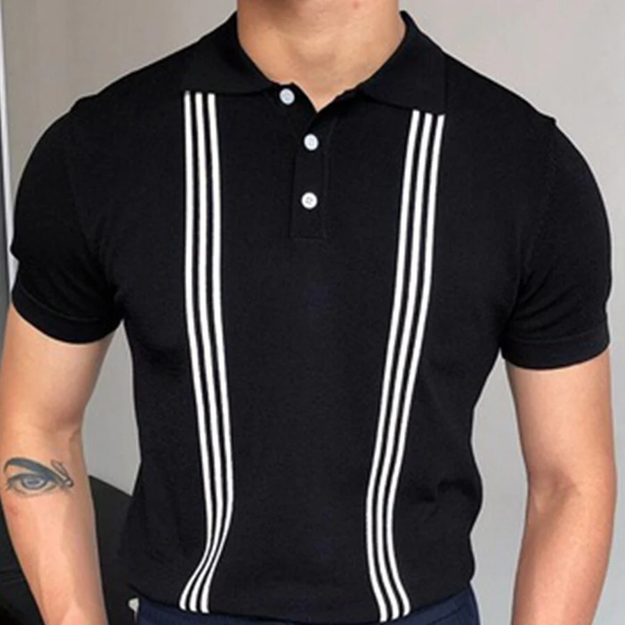 Men's Striped Short Sleeve Knit T-shirt - Image 2