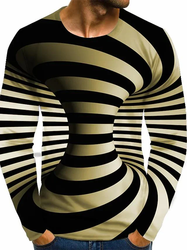 Men's 3D Print Graphic Optical Illusion Plus Size Long Sleeve Tops Streetwear - Image 3