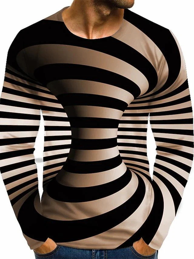 Men's 3D Print Graphic Optical Illusion Plus Size Long Sleeve Tops Streetwear - Image 7