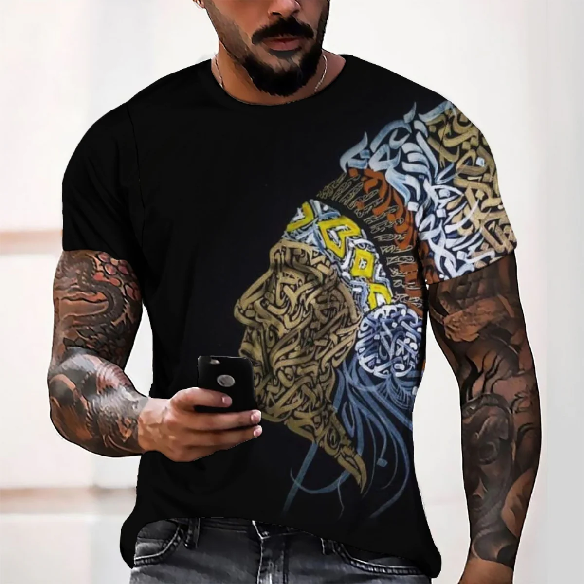 Men's T-Shirt 3D Print Graphic Optical Illusion Plus Size Short Sleeve Casual Tops - Image 2