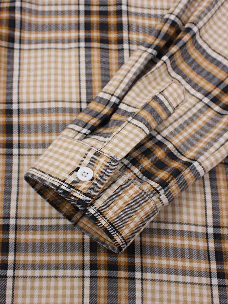 Mens Tartan Plaid Button Up Casual Long Sleeve Drawstring Hooded Shirts - Image 7