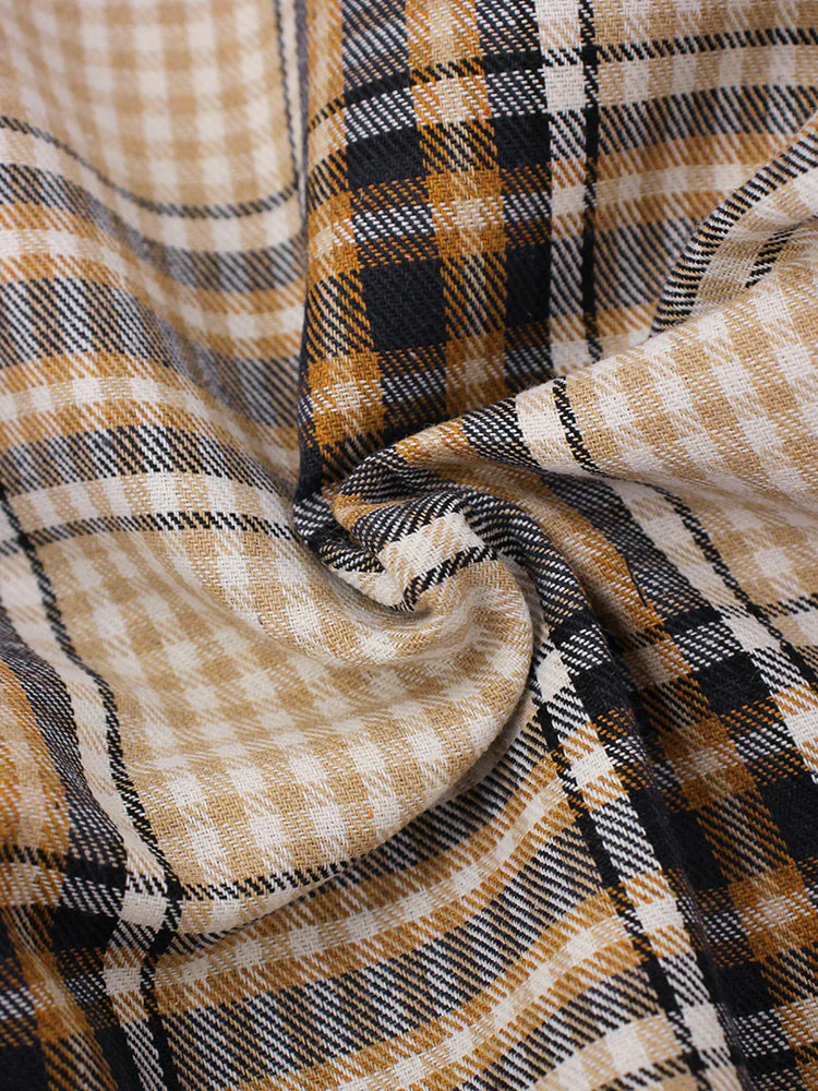 Mens Tartan Plaid Button Up Casual Long Sleeve Drawstring Hooded Shirts - Image 9