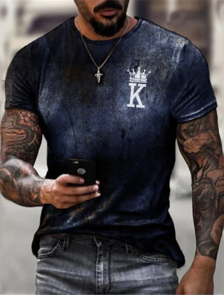 Men's Tee T shirt Shirt 3D Print Graphic Prints Letter Print Short Sleeve Daily Tops Polyester Casual Vintage Designer Big and Tall Round Neck - Image 11