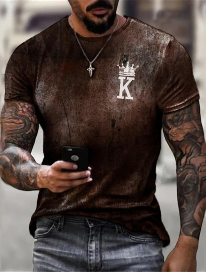 Men's Tee T shirt Shirt 3D Print Graphic Prints Letter Print Short Sleeve Daily Tops Polyester Casual Vintage Designer Big and Tall Round Neck - Image 13