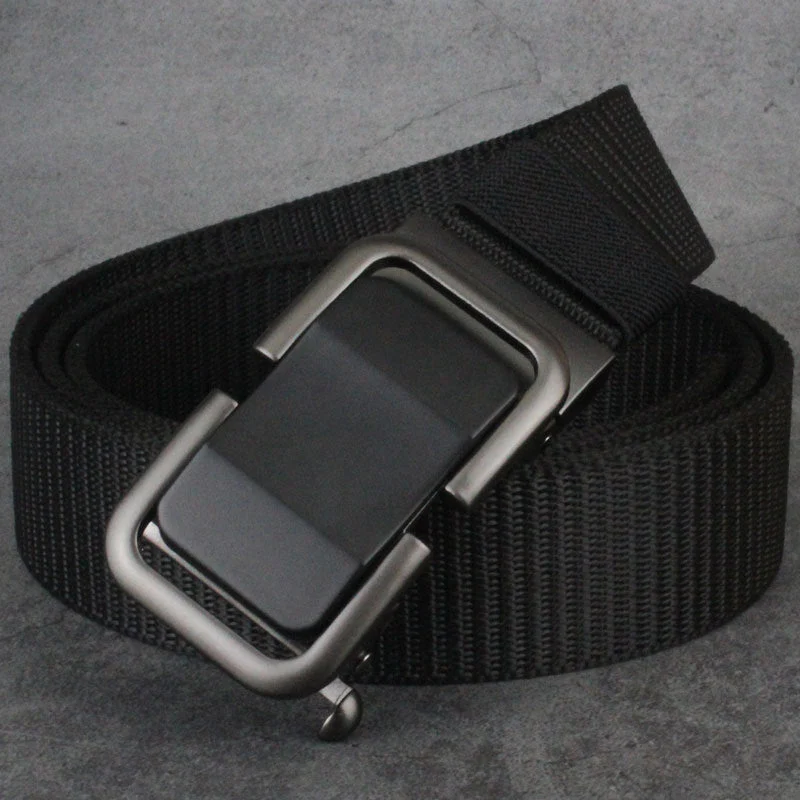 Men's Toothless Trendy Nylon Canvas Belt With Automatic Buckle Outdoor Casual Pants Belt - Image 10