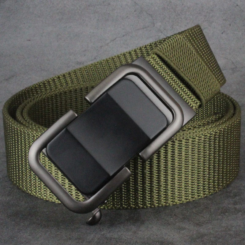Men's Toothless Trendy Nylon Canvas Belt With Automatic Buckle Outdoor Casual Pants Belt - Image 11