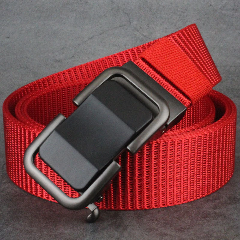 Men's Toothless Trendy Nylon Canvas Belt With Automatic Buckle Outdoor Casual Pants Belt - Image 12