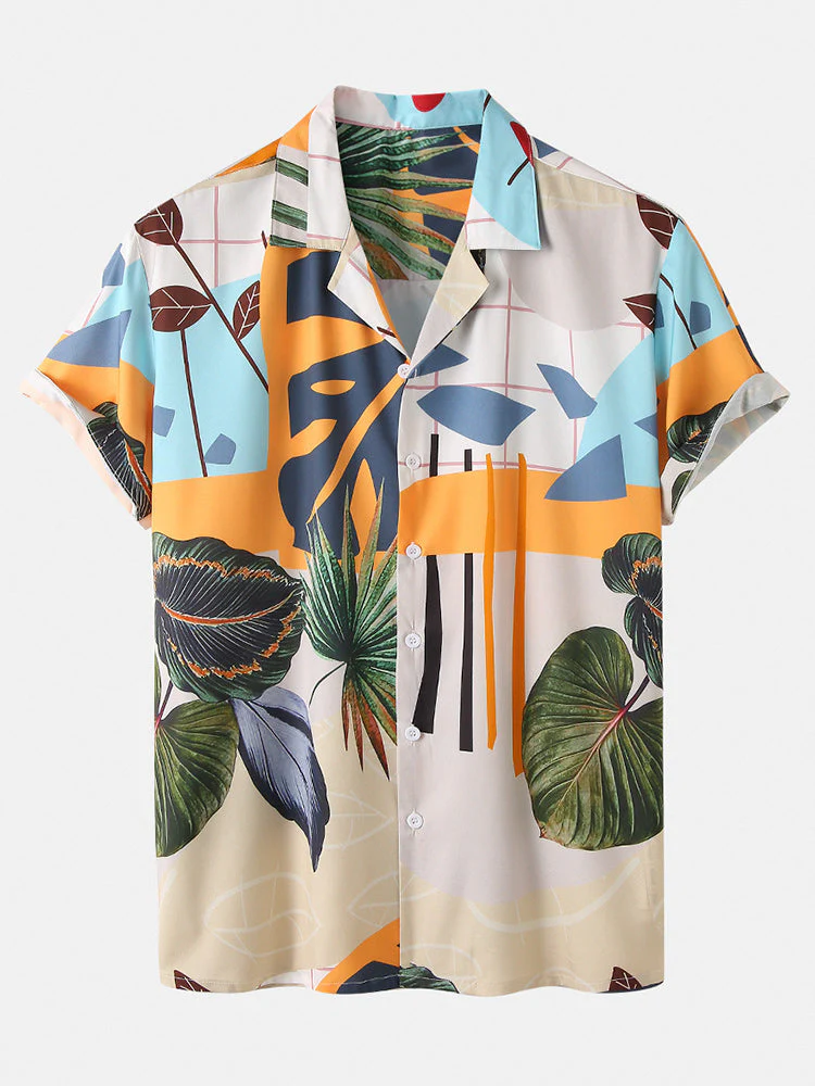 Mens Tropical Floral & Leaf Print Casual Light Designer Loungewear - Image 3