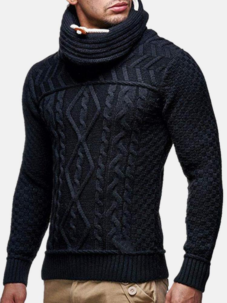 Mens Turtleneck Cable Warm Long Sleeve Knitted Sweaters - Image 14