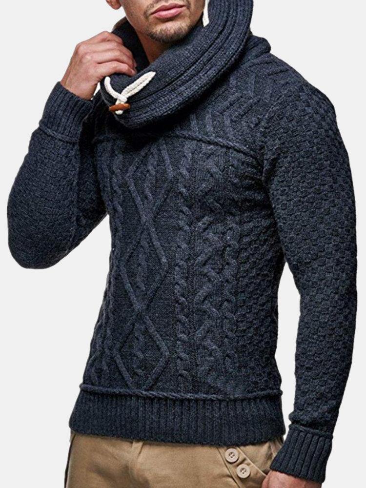 Mens Turtleneck Cable Warm Long Sleeve Knitted Sweaters - Image 3