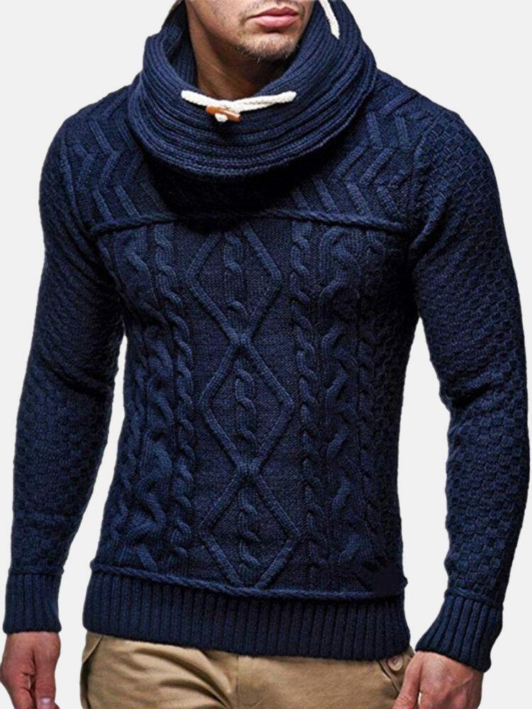 Mens Turtleneck Cable Warm Long Sleeve Knitted Sweaters - Image 4