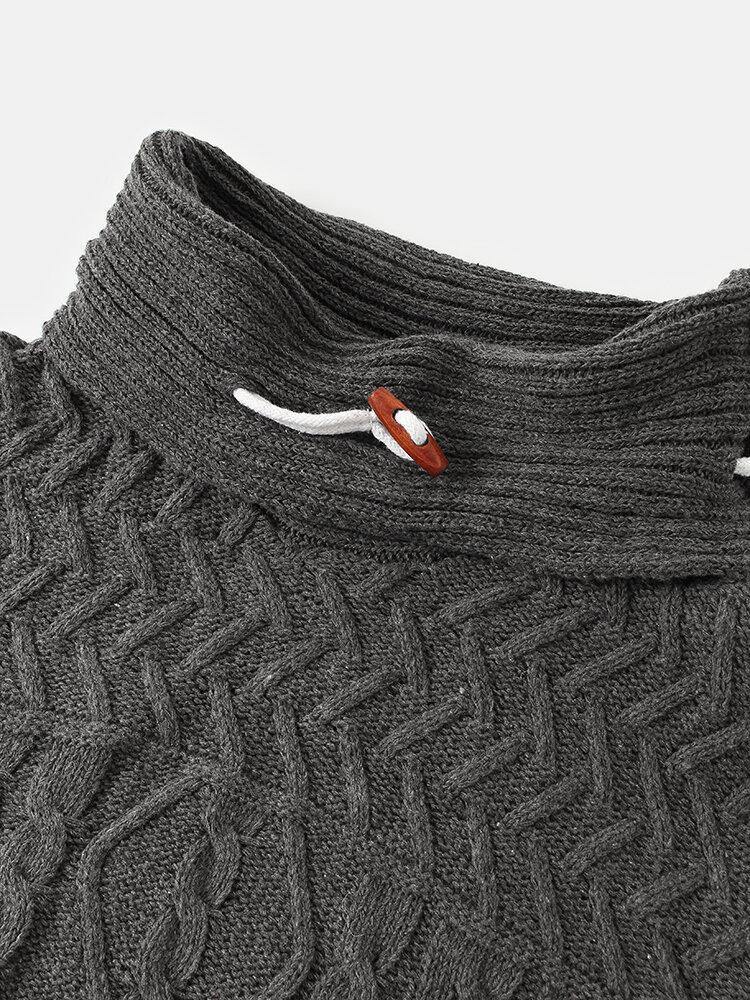 Mens Turtleneck Cable Warm Long Sleeve Knitted Sweaters - Image 9