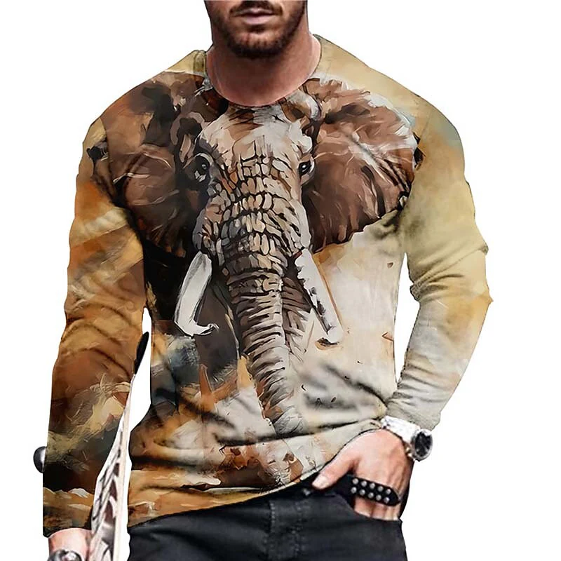 Men's Unisex T shirt 3D Print Graphic Prints Elephant Crew Neck Street