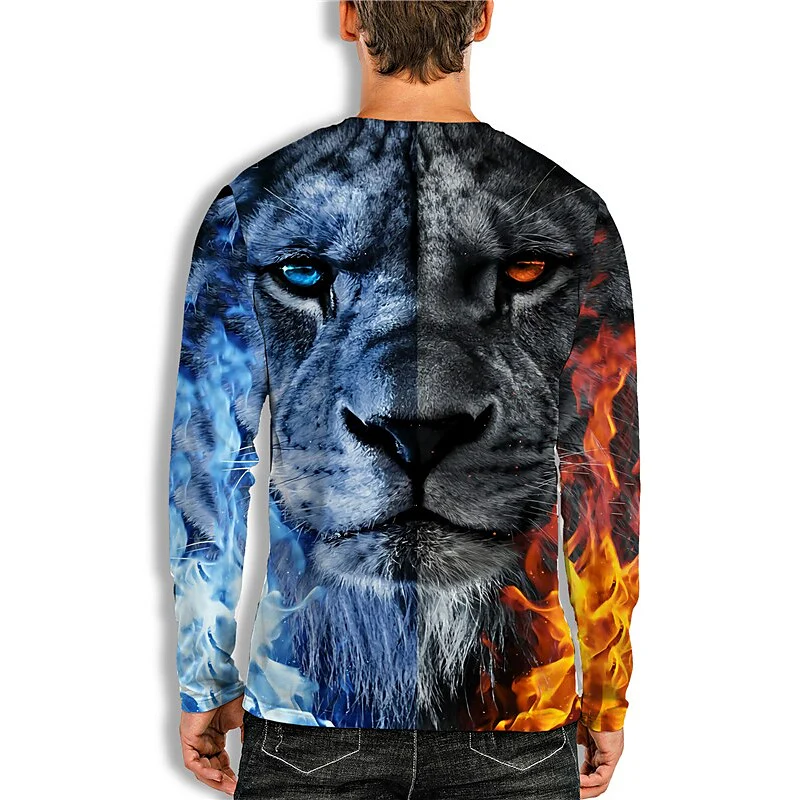 Men's Unisex T shirt 3D Print Graphic Prints Tiger Crew Neck Daily Hol - Image 2