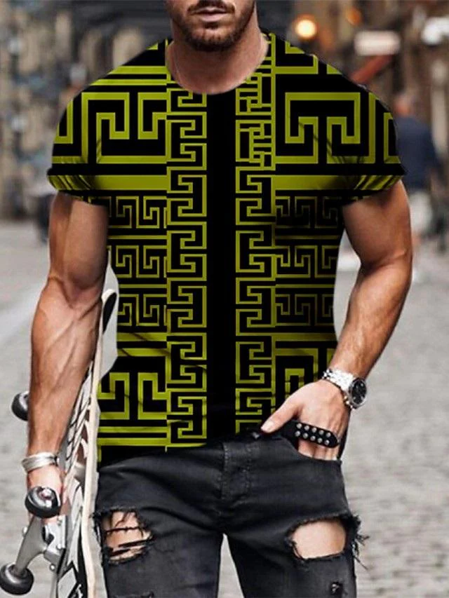 Men 3D Tees Graphic Print Short Sleeve Tops Casual Designer Summer - Image 10