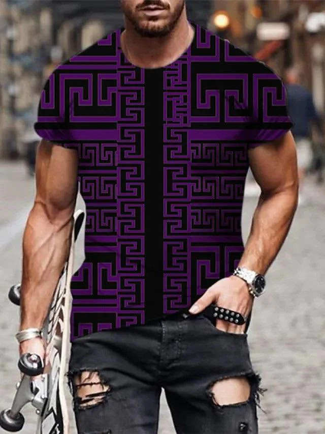 Men 3D Tees Graphic Print Short Sleeve Tops Casual Designer Summer - Image 9