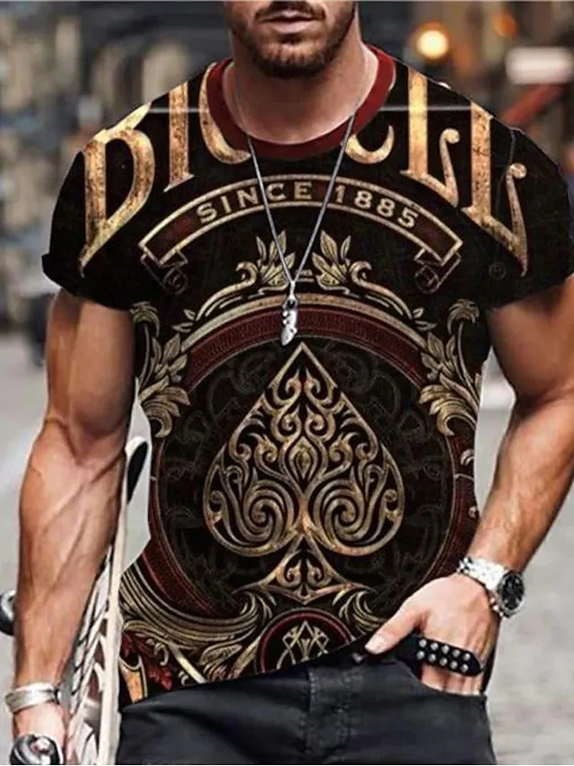 Men's 3D Print Graphic Prints Poker Print Short Sleeve Daily Tops - Image 5