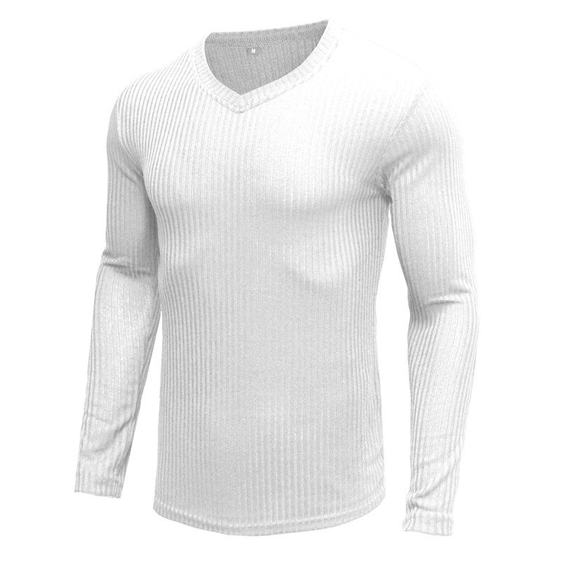 Men's solid color pullover V-neck casual sweater - Image 8