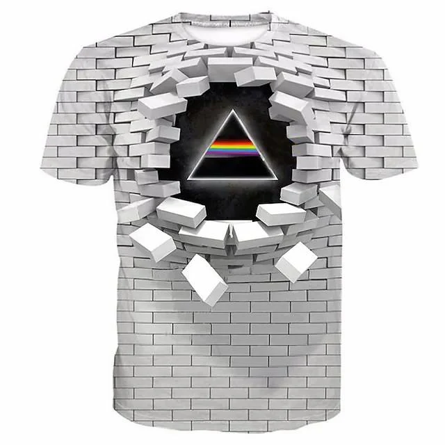 New Men's T shirt 3D Print Graphic Optical Illusion Plus Size Short Sleeve Casual Tops - Image 17
